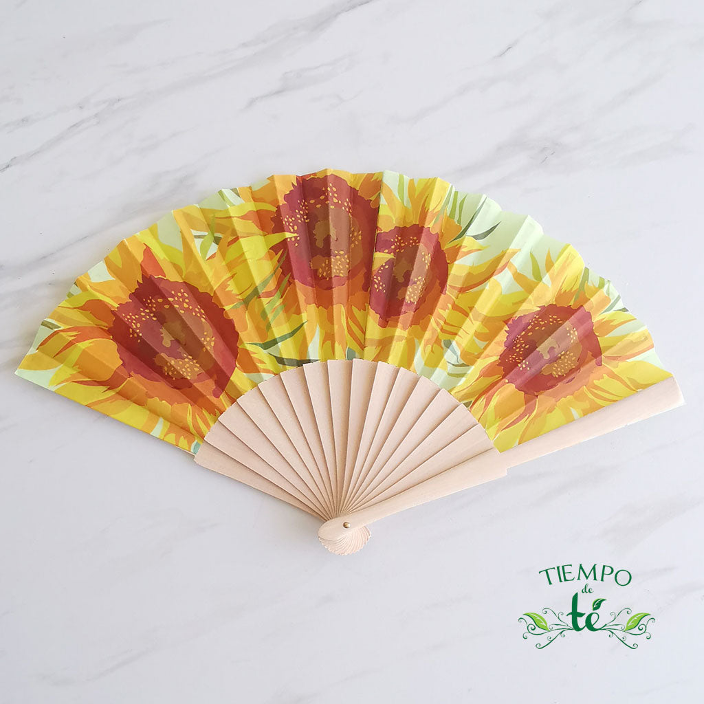 Abanico tela impreso de flores
