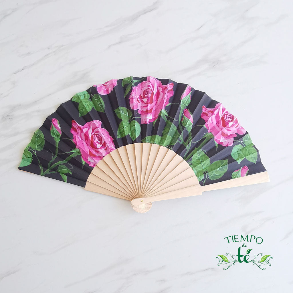 Abanico tela impreso de flores