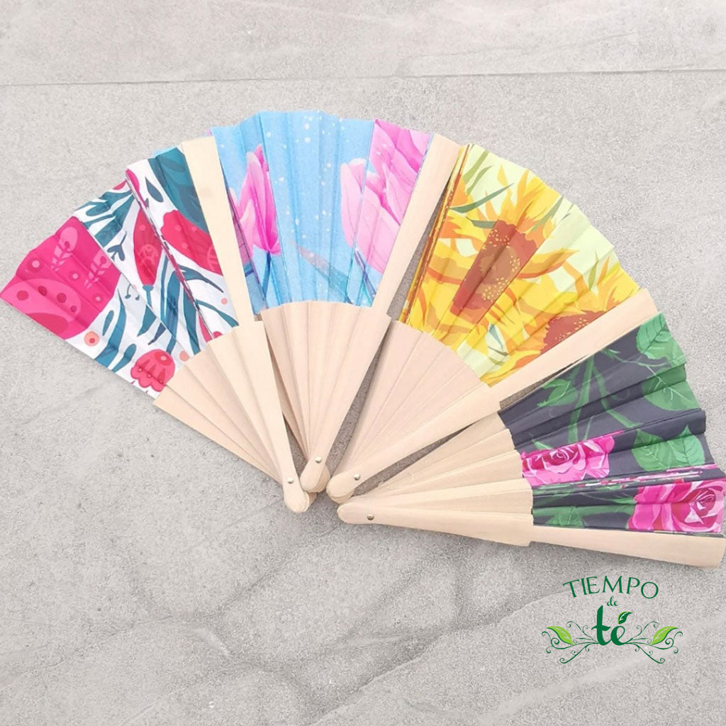 Abanico tela impreso de flores